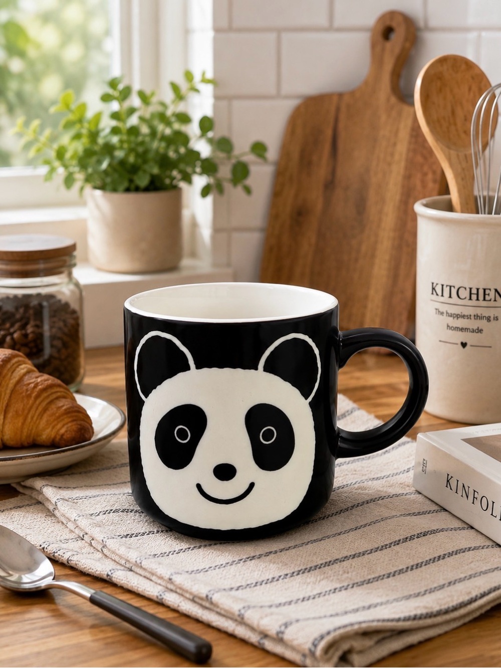 Made in Japan Panda Black Ceramic Mug Cute Kawaii Cup